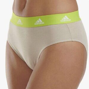 🌻NEW w/tag Adidas Sport Active Cotton BOS Logo Bikini Brief Beige Lime Size M